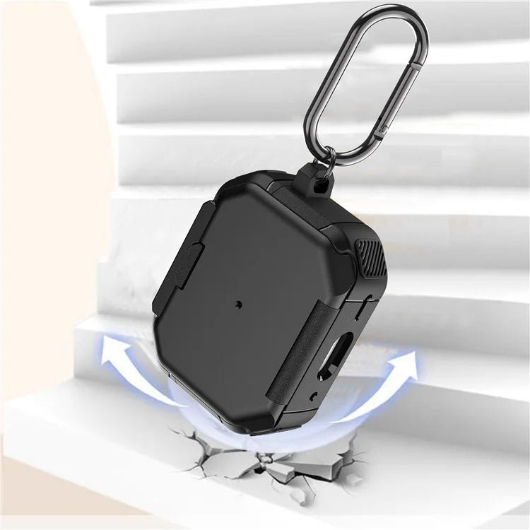 For AirPods Pro 2 Case PC+TPU Flip Stand Bluetooth Earphone Anti-Drop Cover with Carabiner