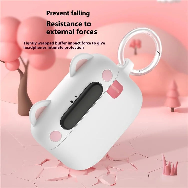 For Apple AirPods Pro 2 / AirPods Pro Bluetooth Earphones Cartoon Animal Liquid Silicone Case with Hanging Buckle