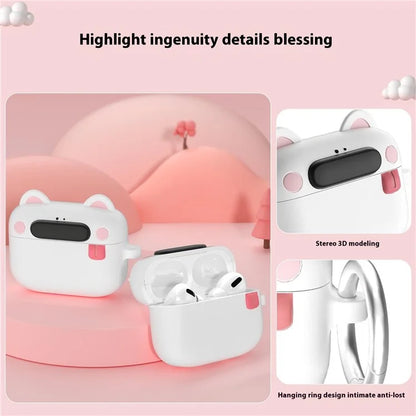 For Apple AirPods Pro 2 / AirPods Pro Bluetooth Earphones Cartoon Animal Liquid Silicone Case with Hanging Buckle