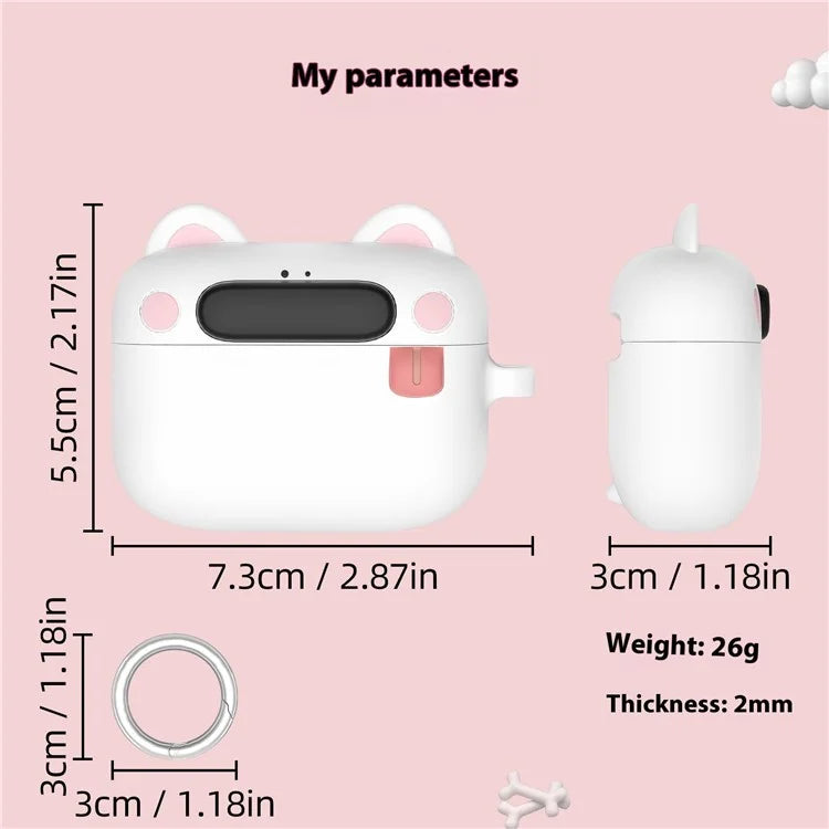 For Apple AirPods Pro 2 / AirPods Pro Bluetooth Earphones Cartoon Animal Liquid Silicone Case with Hanging Buckle