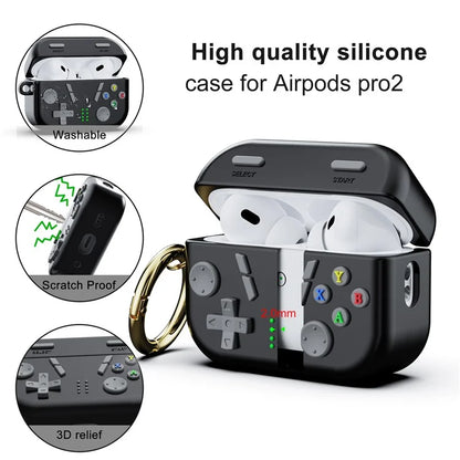 For AirPods Pro 2 Case 3D Gaming Design Silicone Earbuds Cover with Carabiner