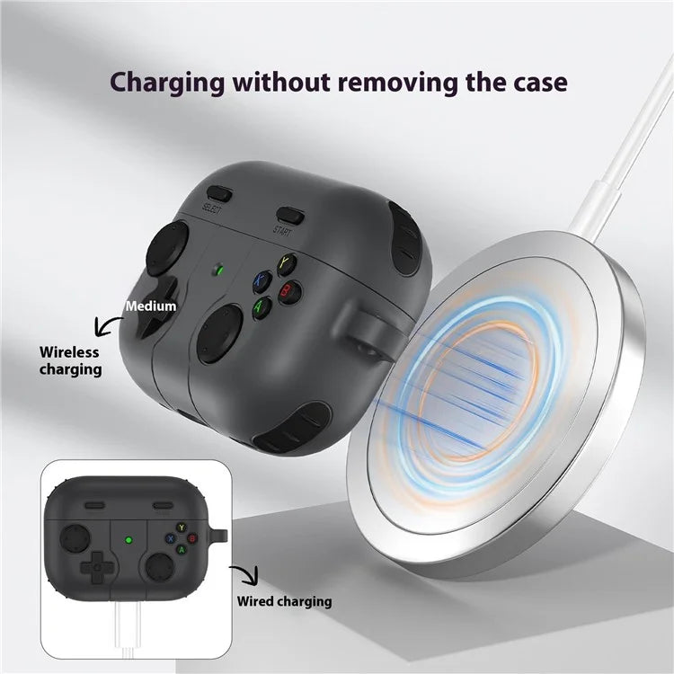 For AirPods Pro 2 / AirPods Pro Case Game Console Shape Earphones Silicone Shell with Carabiner