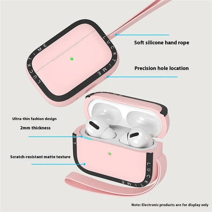 For AirPods Pro 2 Silicone Case Earbuds Shockproof Protective Cover with Anti-Loss Strap