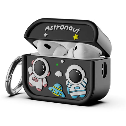 For AirPods Pro 2 Case Cute Astronaut Design Silicone Earphone Cover with Carabiner