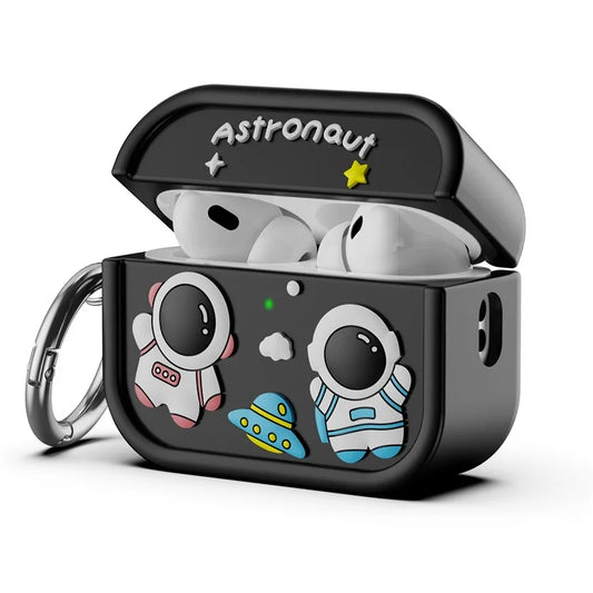 For AirPods Pro 2 Case Cute Astronaut Design Silicone Earphone Cover with Carabiner