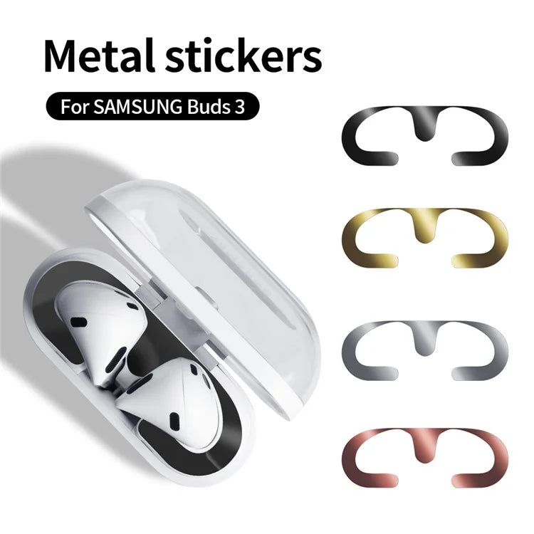 For Samsung Galaxy Buds3 Charging Case Bluetooth Earbuds Metal Sticker Anti-Dust Protective Decals