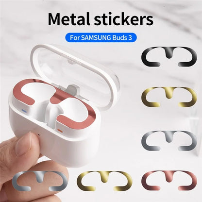 For Samsung Galaxy Buds3 Charging Case Bluetooth Earbuds Metal Sticker Anti-Dust Protective Decals