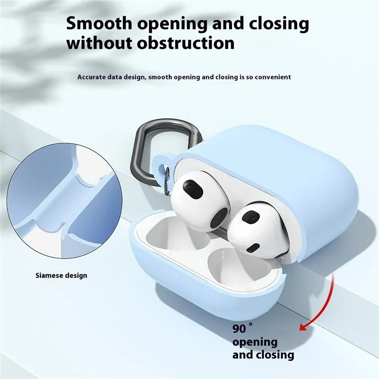 For AirPods 4 Case Silicone Wireless Earphone Protective Cover with Carabiner