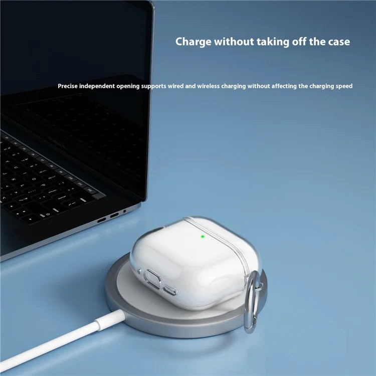 For AirPods 4 Charging Case Cover Bluetooth Earbuds Clear TPU Protective Case with Hook