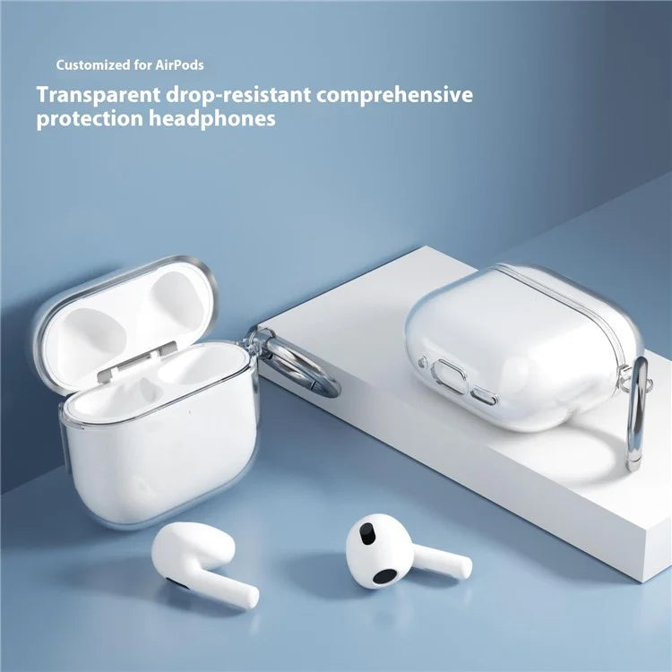 For AirPods 4 Charging Case Cover Bluetooth Earbuds Clear TPU Protective Case with Hook