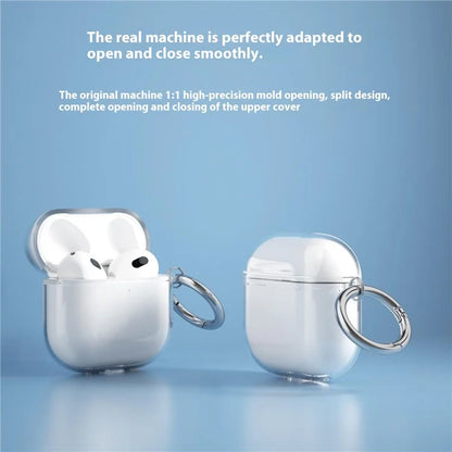 For AirPods 4 Charging Case Cover Bluetooth Earbuds Clear TPU Protective Case with Hook