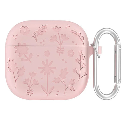 For Apple AirPods 3 Case Floral Pattern Liquid Silicone Earphone Cover with Carabiner