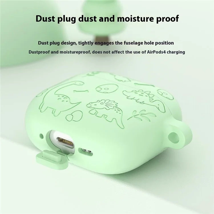 For AirPods Pro 2 / AirPods Pro Case Unique Dinosaur Design Liquid Silicone Earphone Cover with Carabiner