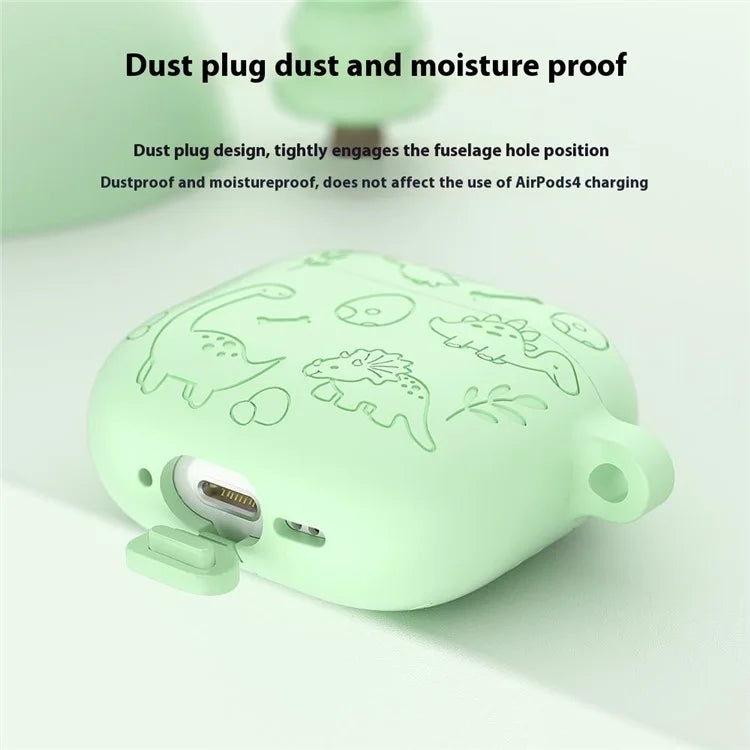 For Apple AirPods 3 Case Unique Dinosaur Design Liquid Silicone Earphone Cover with Carabiner