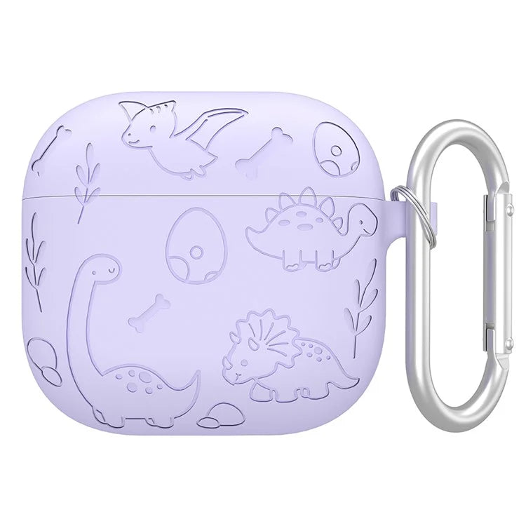 For Apple AirPods 3 Case Unique Dinosaur Design Liquid Silicone Earphone Cover with Carabiner