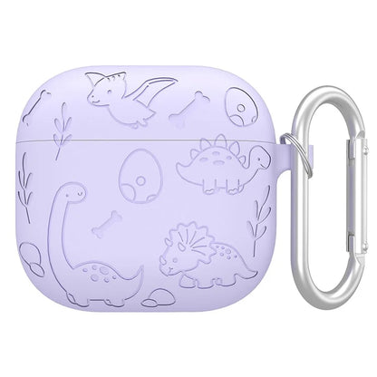 For Apple AirPods 3 Case Unique Dinosaur Design Liquid Silicone Earphone Cover with Carabiner