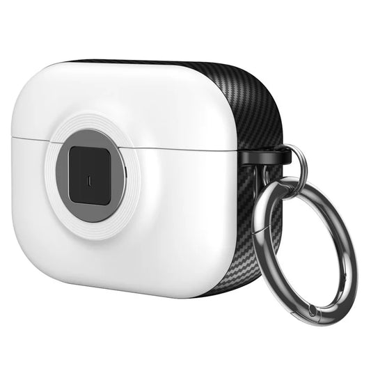 For Apple AirPods Pro Case PC+TPU Flip Earphone Cover with Carabiner and Switch Lock