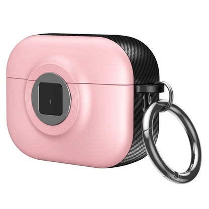 For Apple AirPods Pro Case PC+TPU Flip Earphone Cover with Carabiner and Switch Lock