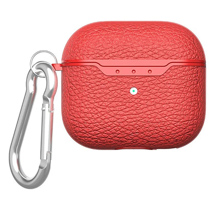 For AirPods 4 Charging Case Cover Litchi Texture Bluetooth Earbuds Shockproof TPU Case with Buckle