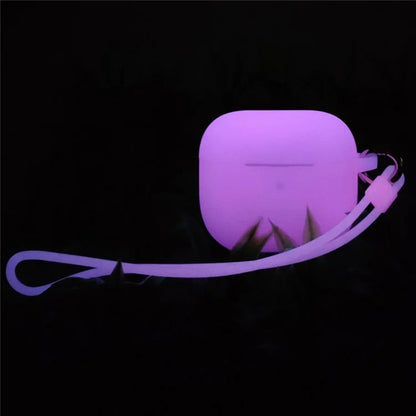 For Apple AirPods 4 Silicone Case Luminous Bluetooth Earphone Protective Cover with Lanyard