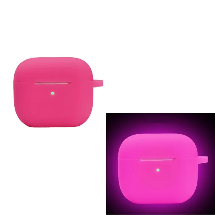 For Apple AirPods 4 Silicone Case Luminous Bluetooth Earphone Protective Cover with Lanyard