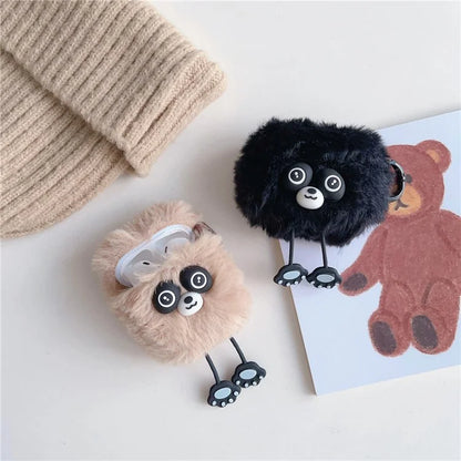 Plush Case for AirPods with Charging Case (2016) / (2019) / AirPods with Wireless Charging Case (2019) Cartoon Raccoon Earphone Cover