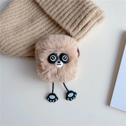 Plush Case for AirPods with Charging Case (2016) / (2019) / AirPods with Wireless Charging Case (2019) Cartoon Raccoon Earphone Cover