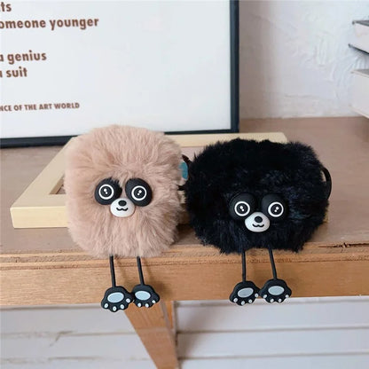 Plush Case for AirPods with Charging Case (2016) / (2019) / AirPods with Wireless Charging Case (2019) Cartoon Raccoon Earphone Cover