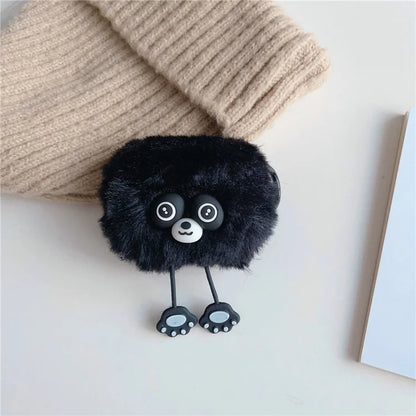 For Apple AirPods Pro Earphone Plush Case Cartoon Raccoon Earbud Cover with Ring Buckle