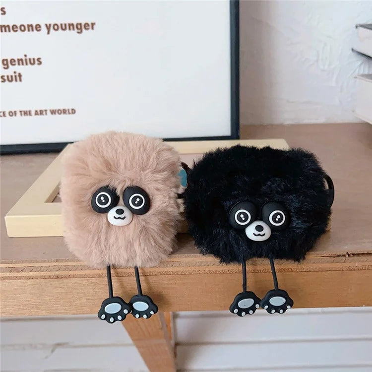 For Apple AirPods Pro Earphone Plush Case Cartoon Raccoon Earbud Cover with Ring Buckle