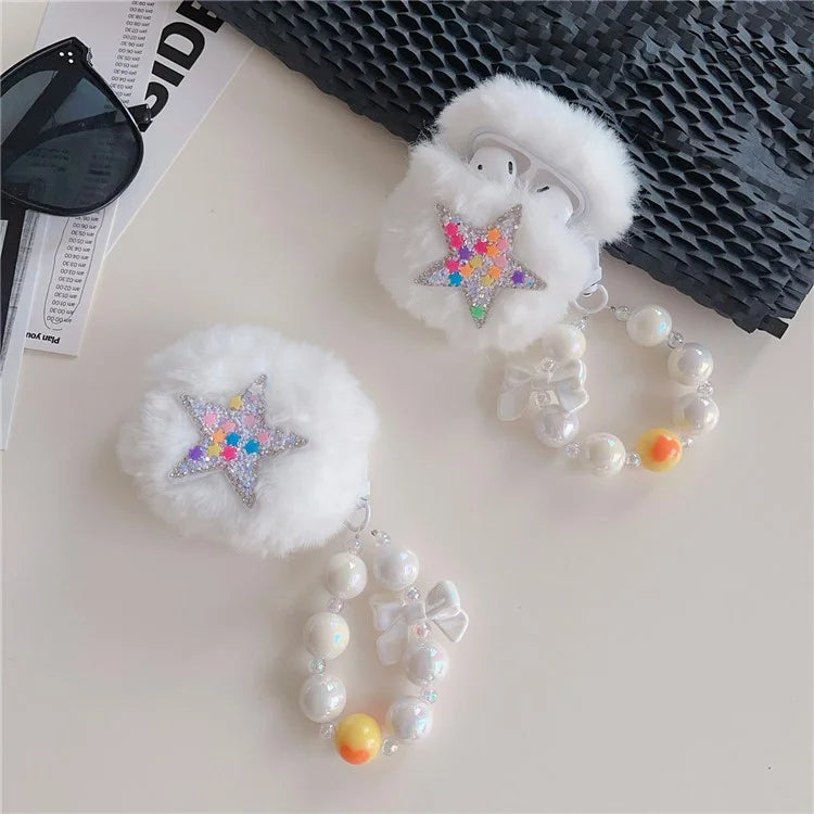 Earphone Case for AirPods with Charging Case (2016) / (2019) / AirPods with Wireless Charging Case (2019) Star Design Plush Earbud Cover