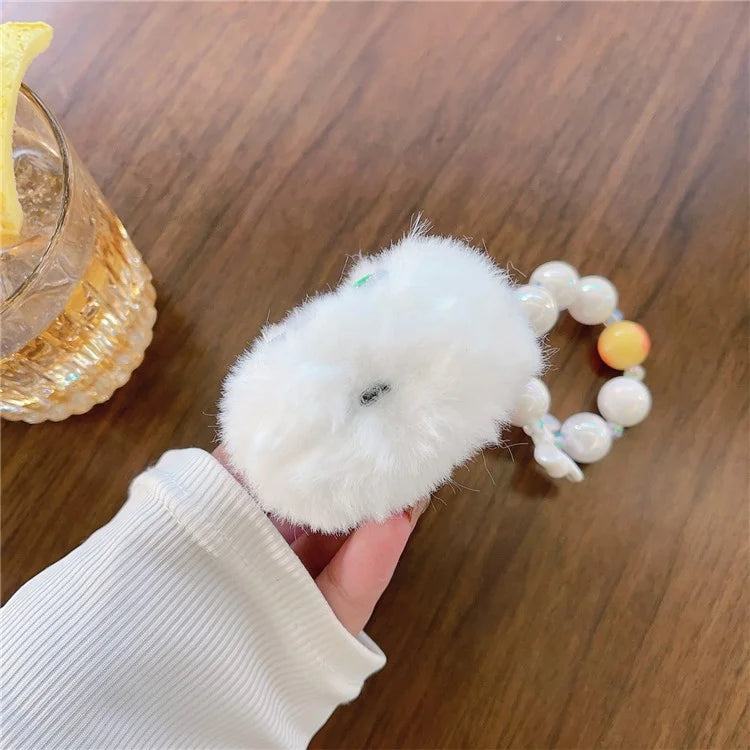 For Apple AirPods 3 Earphone Case Star Design Plush Fluff Earbud Protective Cover with Pendant