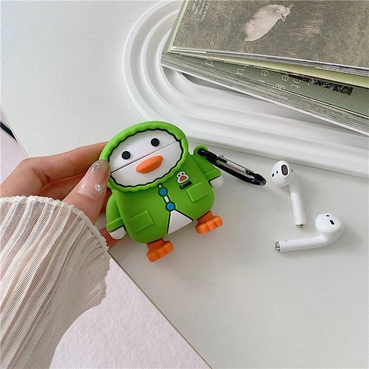 Silicone Case for AirPods with Charging Case (2016)  /  (2019)  /  AirPods with Wireless Charging Case (2019) Raincoat Duck Style Earphone Cover