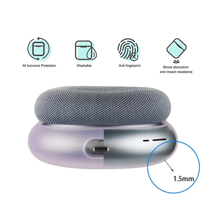 For AirPods Max Headphone Silicone Earmuff Shell Earpad Cover Headband Cover Crossbeam Cover Set Purple