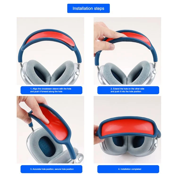 For AirPods Max Headphone Silicone Earmuff Shell Earpad Cover Headband Cover Crossbeam Cover Set Purple