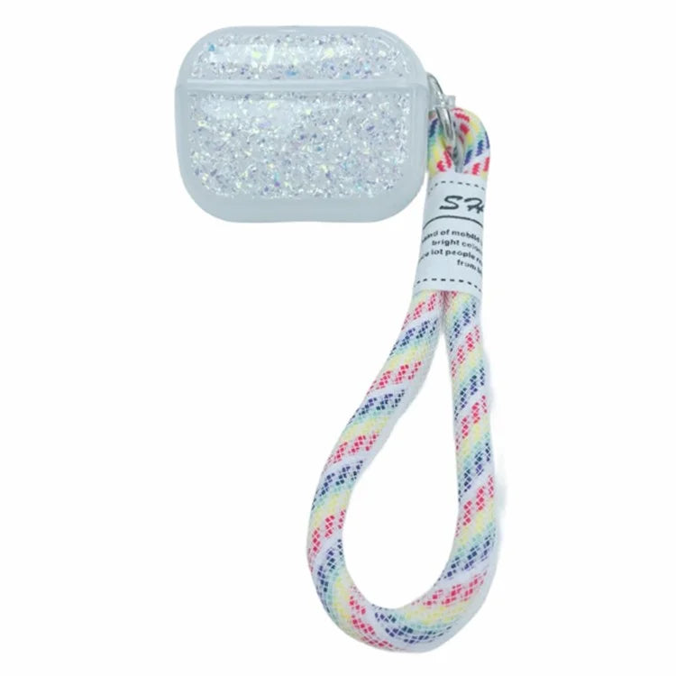 For Apple AirPods Pro Earphone Case Glitter TPU Earbud Holder  with Hand Strap