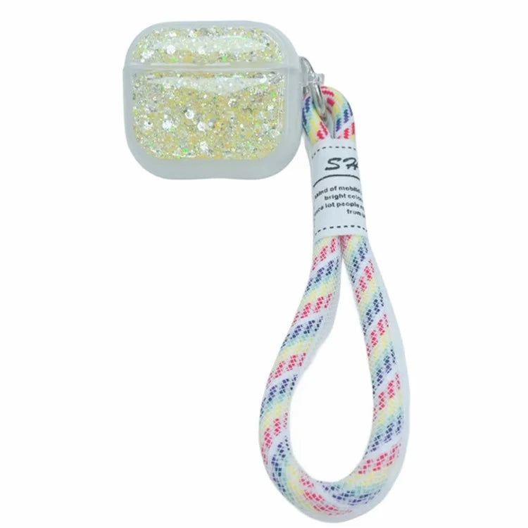 For Apple AirPods Pro Earphone Case Glitter TPU Earbud Holder  with Hand Strap