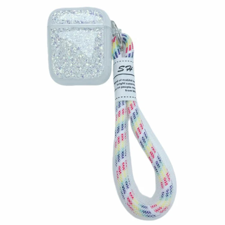 For Apple AirPods with Charging Case (2016) / (2019) / AirPods with Wireless Charging Case (2019) Case Glitter TPU Earphone Cover with Strap