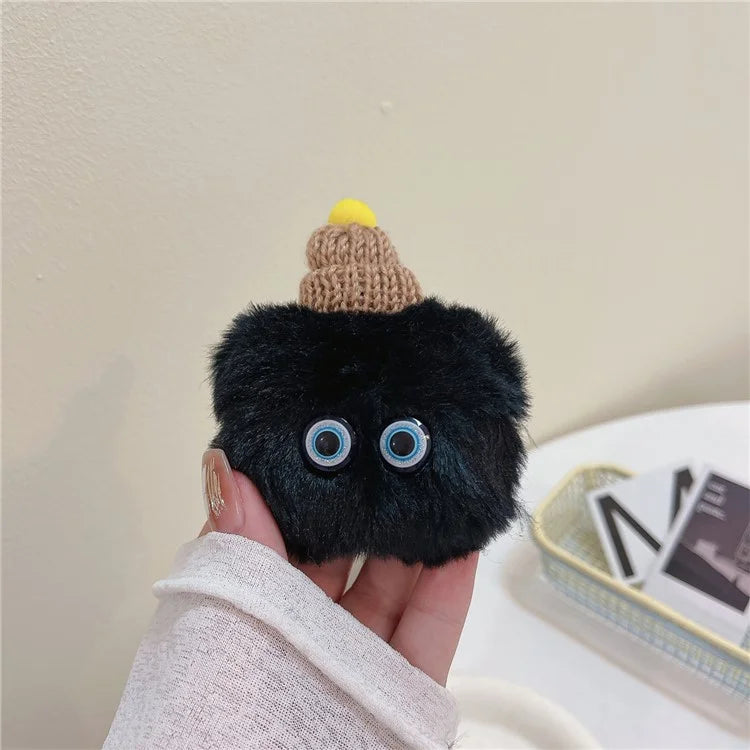 For Apple AirPods Pro Protective Case Warm Plush Little Demon Earphone Cover with Anti-Lost Buckle