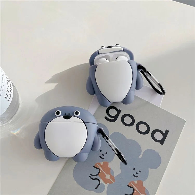 For Apple AirPods 3 Earphone Case Cartoon Fish Earbud TPU Cover with Hanging Buckle