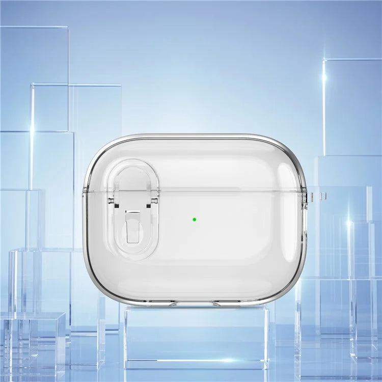 For AirPods Pro 2 Clear Earphone Case PC + TPU Bluetooth Earbud Cover with Hanging Buckle