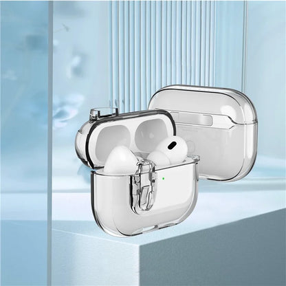 For AirPods Pro 2 Clear Earphone Case PC + TPU Bluetooth Earbud Cover with Hanging Buckle