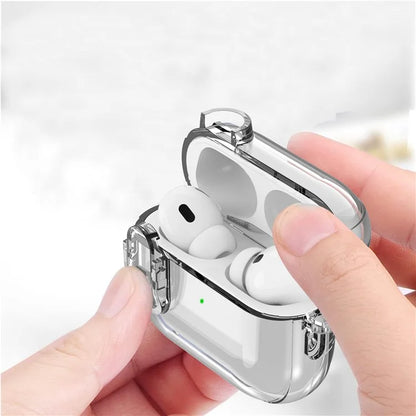 For AirPods Pro 2 Clear Earphone Case PC + TPU Bluetooth Earbud Cover with Hanging Buckle