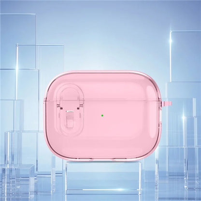 For AirPods Pro 2 Clear Earphone Case PC + TPU Bluetooth Earbud Cover with Hanging Buckle