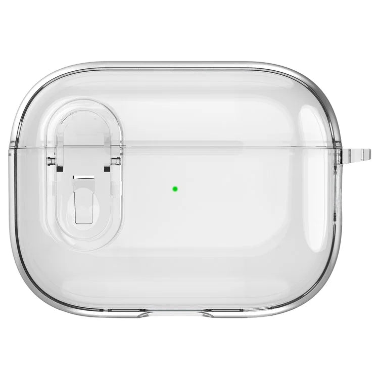 For Apple AirPods Pro Bluetooth Earphone Case PC + TPU Crystal Clear Cover with Hanging Buckle