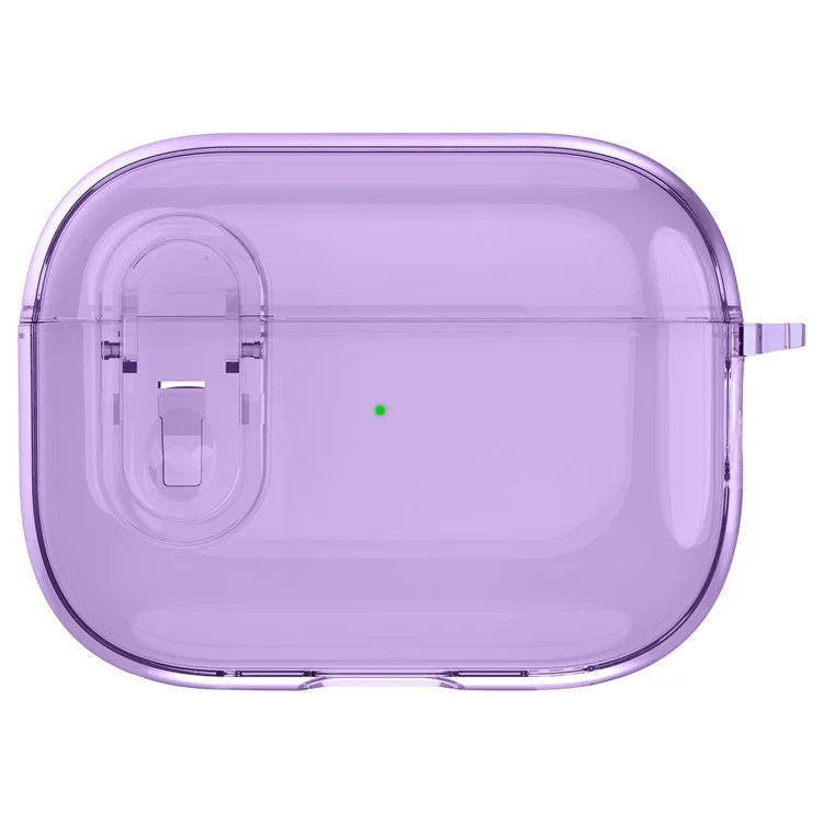 For Apple AirPods Pro Bluetooth Earphone Case PC + TPU Crystal Clear Cover with Hanging Buckle