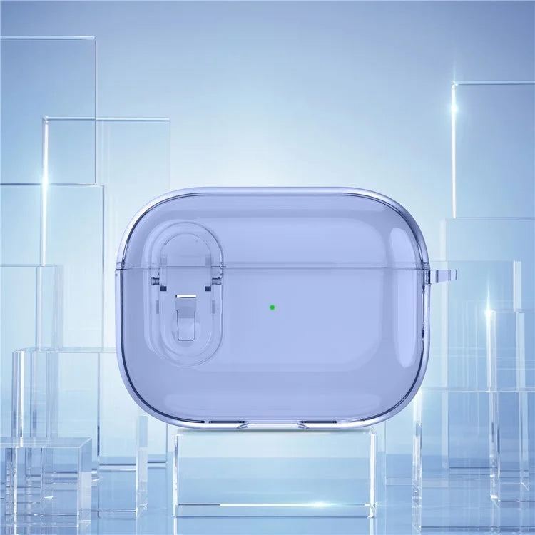 For Apple AirPods Pro Bluetooth Earphone Case PC + TPU Crystal Clear Cover with Hanging Buckle