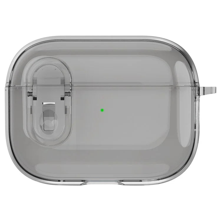 For Apple AirPods Pro Bluetooth Earphone Case PC + TPU Crystal Clear Cover with Hanging Buckle