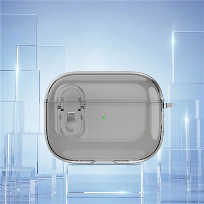 For Apple AirPods Pro Bluetooth Earphone Case PC + TPU Crystal Clear Cover with Hanging Buckle