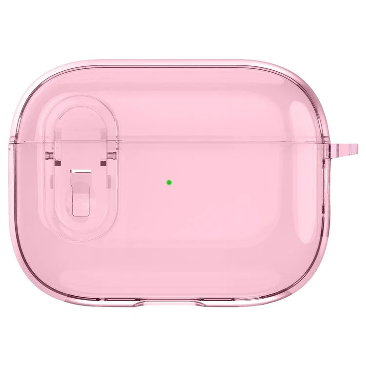 For Apple AirPods Pro Bluetooth Earphone Case PC + TPU Crystal Clear Cover with Hanging Buckle